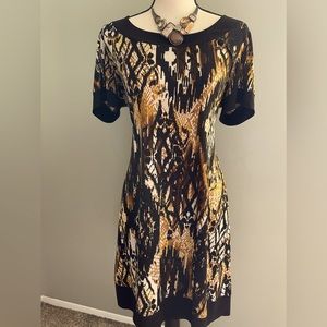 Black Gold and White Patterned Summer Dress